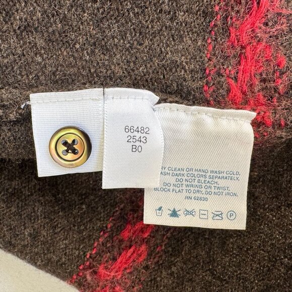 90s Vintage Lands End Brown Red Wool Mohair Blend Hooded Cardigan Sweater Size L - Picture 13 of 14